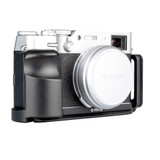 angled front view of Fuji X100VI L-Bracket and Grip Set  on camera