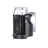 side view of Fuji X100VI L-Bracket and Grip Set  on camera showing port access