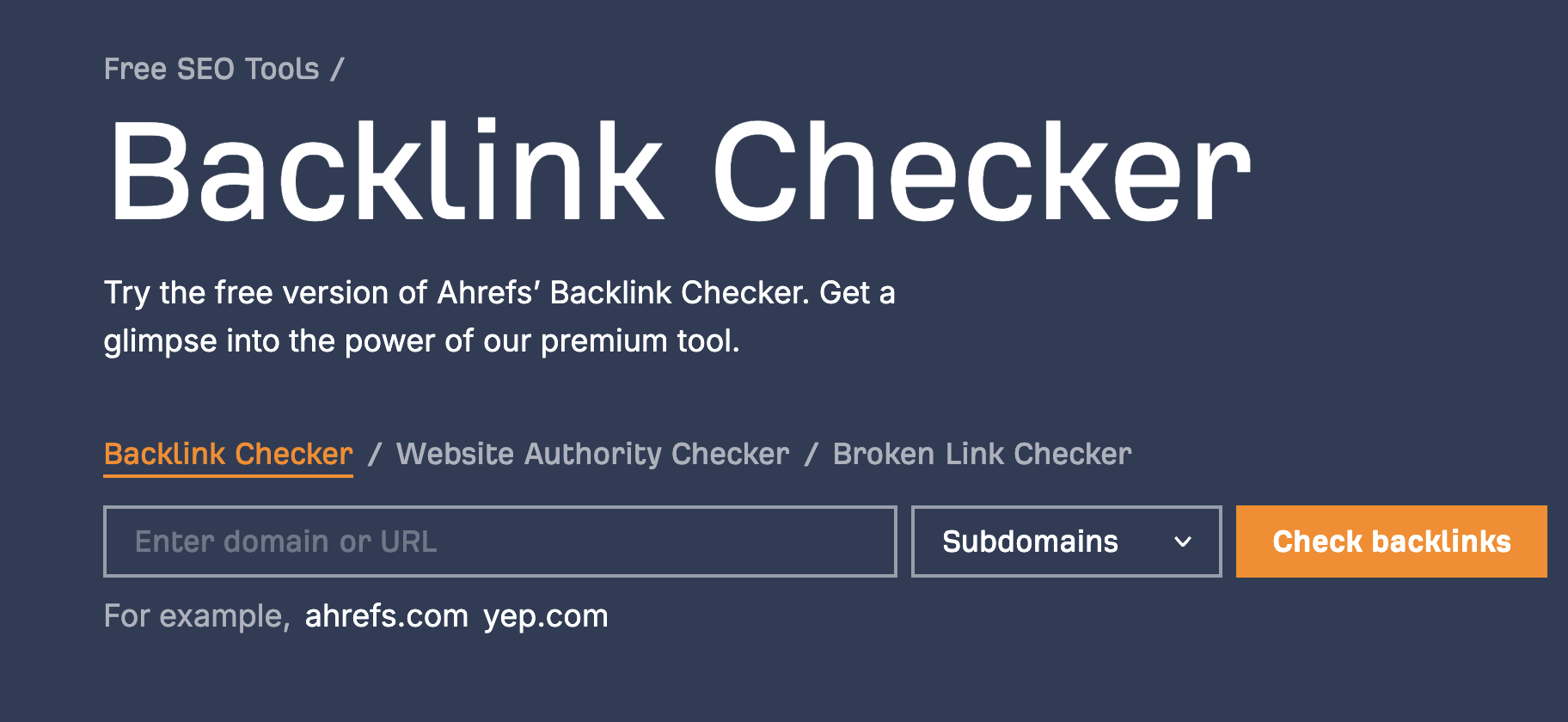 An image showing Ahref backlink checker