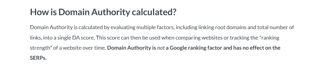 how is domain authority calculated
