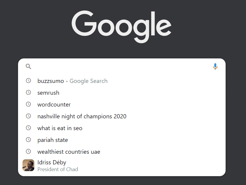 Google recent queries